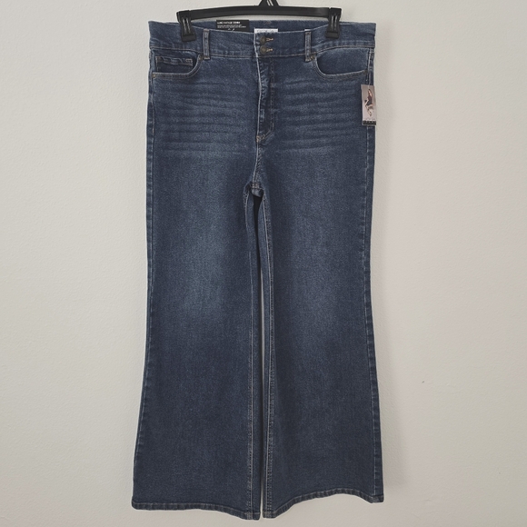 Sofia Vergara Jeans Plus Size 18 Margot Wide Leg High Rise Blue Denim Stretch - Picture 1 of 6